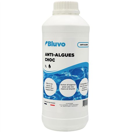 Algicide Anti-Algues Choc Piscine 1L | Rattrapage Eau Verte & Eaux Troubles | Double Action Préventive & Curative | Stop Algues