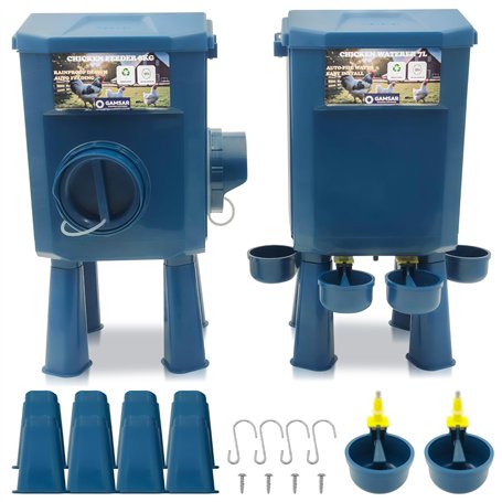 Kit Mangeoire et Abreuvoir Poules 8KG/7L – Anti-Nuisibles Valve Automatique Anti-Cyanobactéries