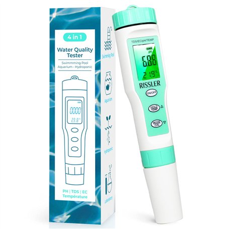 Testeur pH Piscine 4-en-1 - pH Mètre Électronique Haute Précision pour Mesure pH