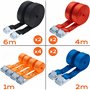 LODD - 10 Sangles Bagagères à Griffe (1m à 6m) - Résistance 250kg - 4 Tailles et Couleurs pour Transport et arrimage de Bagages