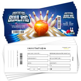 SoKawaï - Lot de 12 invitations anniversaire en Français | Thème BOWLING | Design moderne SoKawaï - Lot de 12 invitations anniversaire en Français | Thème BOWLING | Design moderne