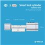 Cylindre de serrure connecté en fonte d'aluminium argent aspect inox - Passerelle Wi-Fi ajoutée - App Tuya - Accès : Code, Badge