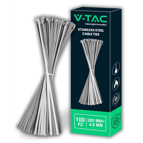 IPEA Attache Cable Inox 200 mm - Colliers de Serrage pour Câbles – 100 Pièces - Taille 4