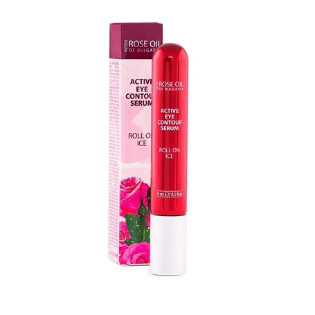 SÉRUM ACTIF CONTOUR YEUX ROLL-EFFET GLACE AVEC HUILE DE ROSE DE Bulgarie pure 100 % 15 ml | Regina Floris