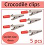 AЕRZETIX - C14171 - Lot de 5 Pinces/fiches crocodiles électriques isolées - longueur 53 mm - ouverture mâchoire max 14 mm - fich