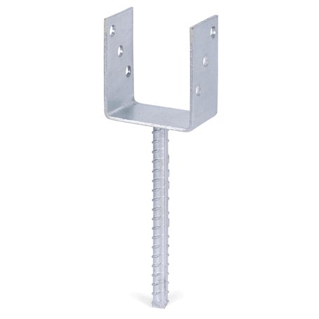 Alberts 214265 Ancre de poteau en U | avec ancrage béton en acier strié | galvanisée à chaud | largeur 91 mm | longueur de l'anc
