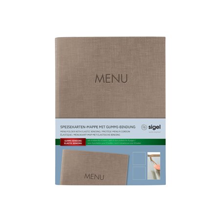 SIGEL SM211 Protège-menu à cordon élastique avec 2 pochette transparent pour 8 feuilles DIN A5
