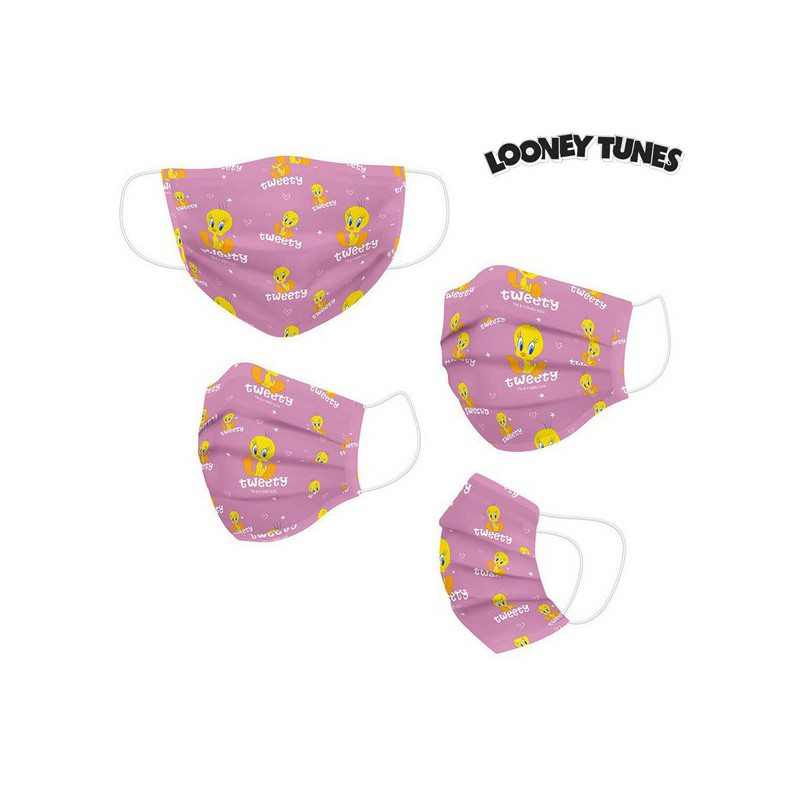 Masque en tissu hygiénique réutilisable Looney Tunes Enfant Rose