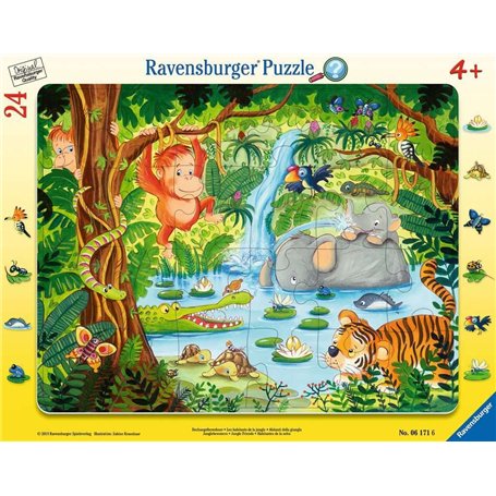 Ravensburger Puzzle pour Enfants - 06171 - Motif Animaux de la Jungle - pour Enfants de 4 Ans et Plus - 24 pièces - Bleu