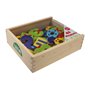 Lena 65824 Chiffres magnétiques en bois et symboles arithmétiques dans une boîte en bois verrouillable