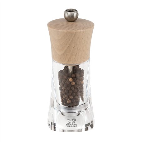 PEUGEOT - Moulin à Poivre Oléron 14 cm - Réglage Classique - En Bois Labellisé PEFC Et Acryl - Fabrication Française - Coloris N