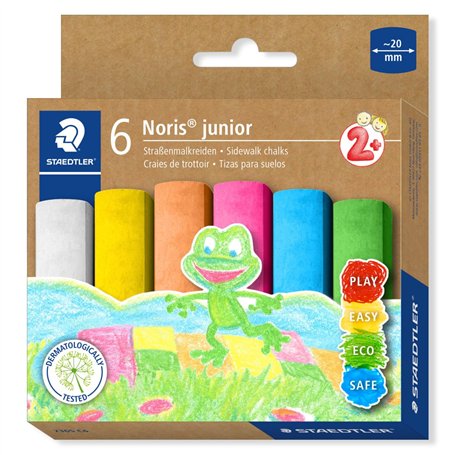 STAEDTLER - Noris junior - 6 craies de trottoir assorties - Etui carton - 2365 C6