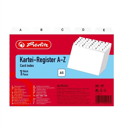Herlitz 1500560 Intercalaires index alphabétique A5 en plastique pour boîte à fiches (Blanc) (Import Allemagne)
