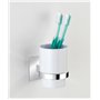 WENKO Turbo-Loc® gobelet à Dents Quadro - Fixer sans percer de Trous, Plastique (ABS), 7 x 10 x 9.5 cm, Chromé