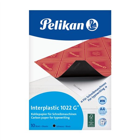 Pelikan Pochette de 10 films Noires carbone A4 Interplastic pour machine à écrire dos ciré (10 feuilles