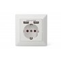 DIGITUS Prise encastrée avec chargeur USB-A - 2 prises USB - 5V / 2,1A total - 250V 50Hz - Profondeur d'encastrement 32 mm - Des