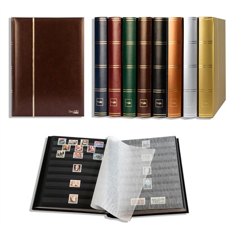 Prophila Collection 64 pages noires - Album pour timbres - Couverture matelassée verte