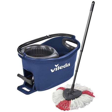 Vileda Turbo EasyWring & Clean Set Complet Balai à serpillère et Seau avec essoreuse Bleu