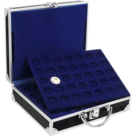 Safe 9801 malette numismatique Noir - avec 6 Plateaux pour 200 pièces de différents diamètres - Collector Pieces 2 Euros