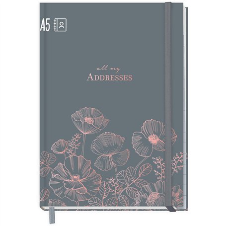 paper&you® Carnet d'adresses A5 avec onglet A-Z [Poppy] Livre pour contacts