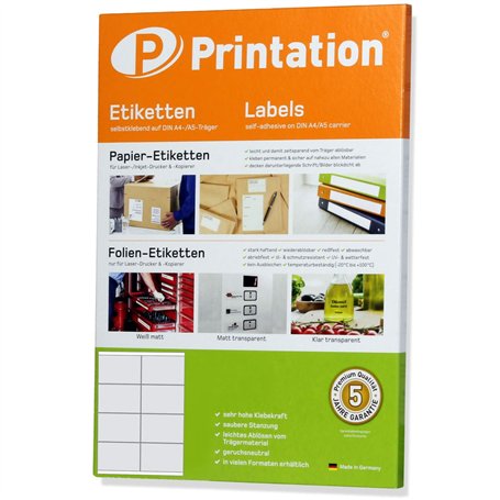 Printation Étiquettes Autocollantes 105 x 70 mm - 80 Étiquettes Adresse