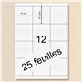 7 mm - 300 etiquettes autocollantes blanches sur 25 feuilles blanches A4 3x4 12 70x67