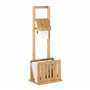 Relaxdays 10020293 Porte papier toilette avec porte-revues en bambou support rouleau magazine HxlxP: 81