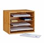 Relaxdays Corbeille à courrier en bambou organiseur de bureau porte-document papier range-documents avec tablettes amovibles dif