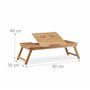 Relaxdays 10022218 Table d’Ordinateur Portable XL Bambou Aération Idéale Régler Hauteur 5 Inclinaisons Tablette Tiroir Nature, H
