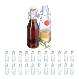 Relaxdays Bouteille en Verre, Lot de 24, capacité de chacune : 250 ML, à remplir, Bouchon mécanique, Transparente Relaxdays Bouteille en Verre