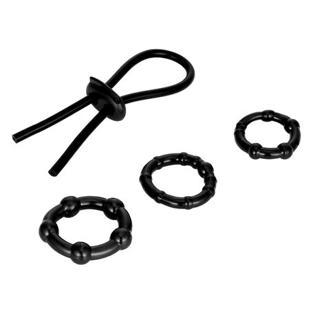 Belmalia Set Anneau Penien - Anneau Homme | 3 Anneaux de Pénis en Silicone Souple et Boucle de Pénis Réglable | Plus Dur Plus Do