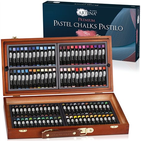 Artina Set de craies Pastilo – Avec 96 couleurs magnifiques avec coffret certifié FSC – Craies à peintre