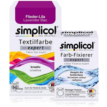 simplicol : Kit Complet Teinture Expert + fixateur : Votre Teinture Express (Paquet 300g + Flacon 90ml) - Lila Lavande