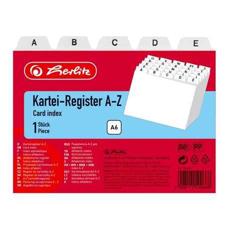 Herlitz 1500669 Intercalaires index alphabétique A6 en plastique pour boîte à fiches (Blanc) (Import Allemagne)