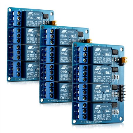 kwmobile 3X Module de Relais 4 canaux - Lot de modules 5V - Carte avec optocoupleur pour microcontrôleur Compatible Arduino Rasp
