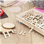 Ideen mit Herz Lot de 124 lettres en bois et chiffres en bois | Lettres majuscules et minuscules de A à Z | Chiffres de 0 à 9 |