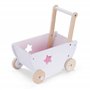 Navaris Poussette pour poupées - Trotteur avec 4 Roues 39 x 25 x 42 cm pour Enfants de Plus de 18 Mois - Rangement en Bois pour