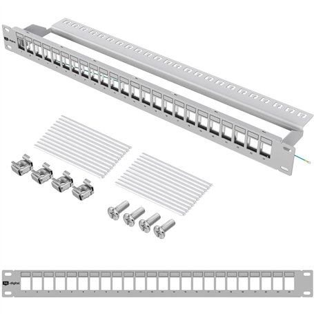 hb-digital Panneau de brassage modulaire 24 ports pour module Keystone RJ45 19" CAT 5 CAT 6 CAT 7 pour armoire réseau LAN Profes