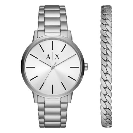 Armani Exchange - Montre Trois Aiguilles en Acier Inoxydable Recyclé à 50 % Au Moins pour Homme