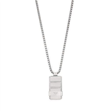 Emporio Armani Collier avec plaque Emporio Armani en acier inoxydable