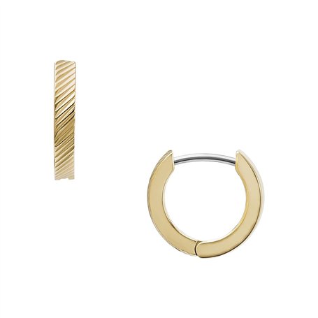 Fossil boucles d'oreilles en acier inoxydable doré avec fermoir cerceau pour femmes