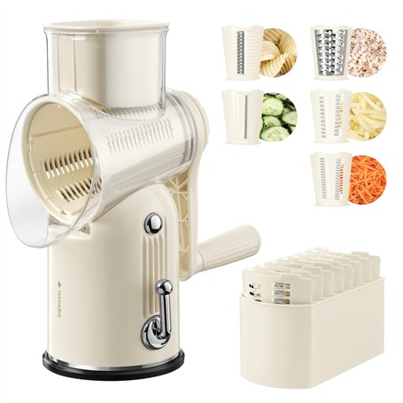 Navaris Coupe Legumes Multifonctions - Decoupe Legume et Rape Manuelle - Coupe Legumes Manuel et Trancheuse pour Carotte et Autr