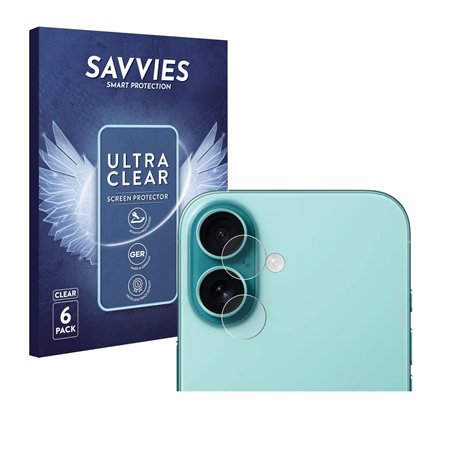 savvies Protection Ecran pour Apple iPhone 16 (Caméra UNIQUEMENT) (6 Pièces) - Film Protection Ultra Clair