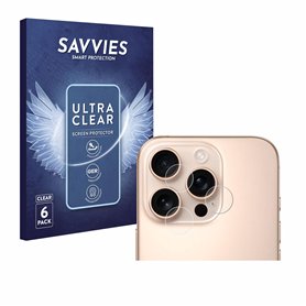 savvies Protection Ecran pour Apple iPhone 16 Pro Max (Caméra UNIQUEMENT) (6 Pièces) - Film Protection Ultra Clair