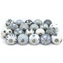 Lot de 20 boutons de tiroir en céramique peints à la main (gris et blanc)