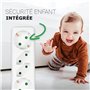 HEITECH Multi prise electrique avec 4 prises et sécurité enfant - prise multiple homologuée GS avec interrupteur, câble de 1,4 m
