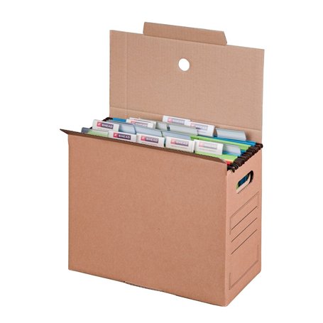 Smartbox Pro Set de 10 boîtes à archive avec fond automatique pour dossiers suspendus Marron