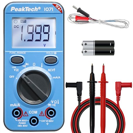 Multimètre numérique CAT III 600 V - Gamme automatique - 2000 points - Testeur de continuité - Multimètre - Voltmètre 600 V - 10