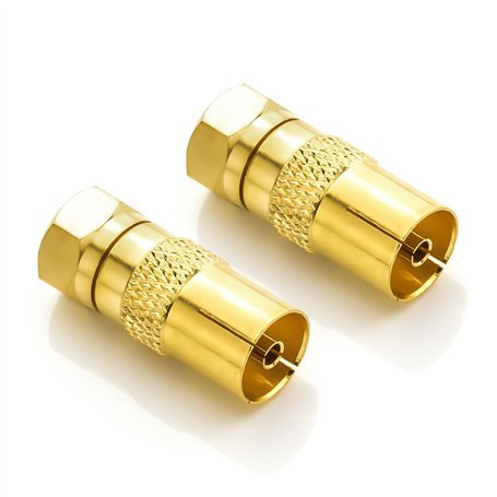 deleyCON 2x SAT Adaptateur D'antenne Adaptateur SAT SET F-Plug vers Connecteur Femelle IEC Connecteur Adaptateur Coaxial Câble S