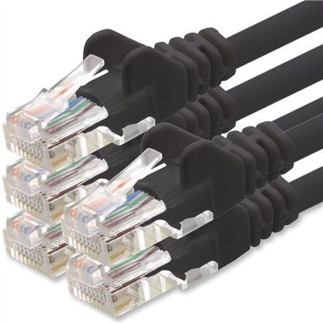 1aTTack.de Câble Réseau Cat6 Cat 6-5x 2m - RJ45 Ethernet LAN DSL Routeur Modem - Noir